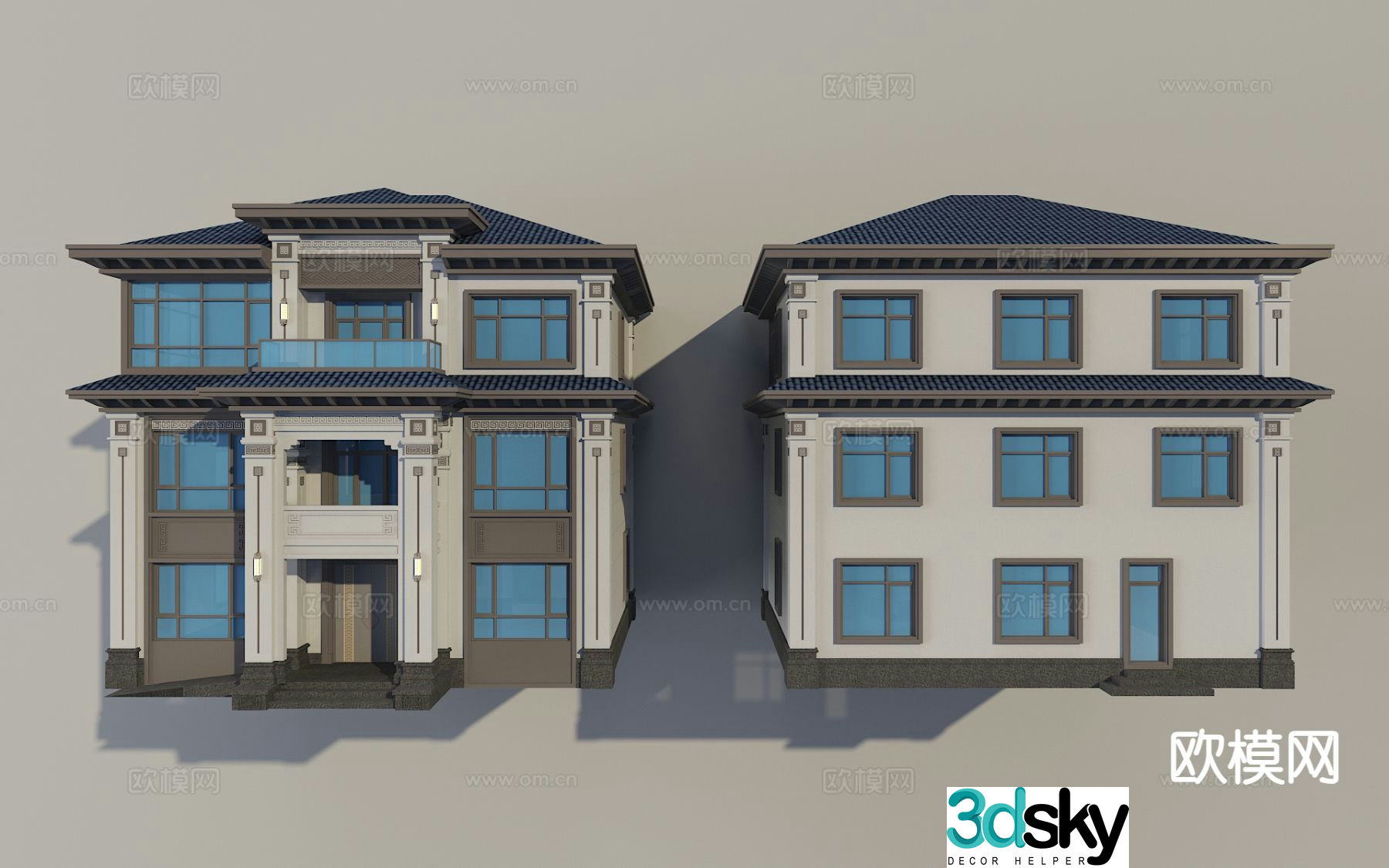 Single-family villa Three-story villa exterior 3D model