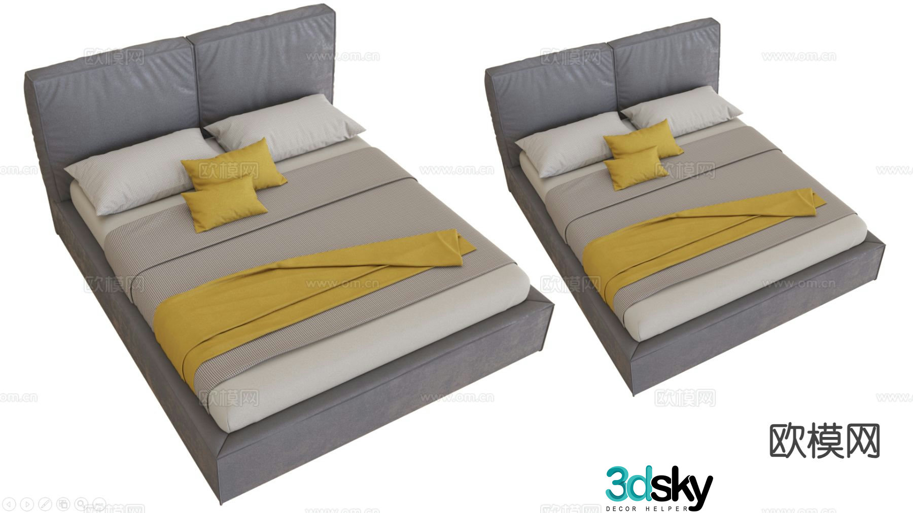Modern double bed 3d model