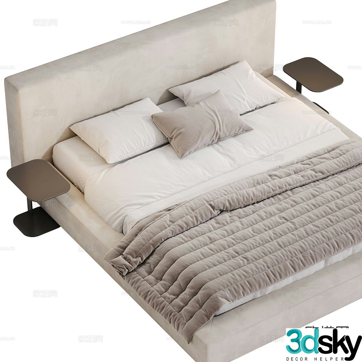 Modern double bed 3d model