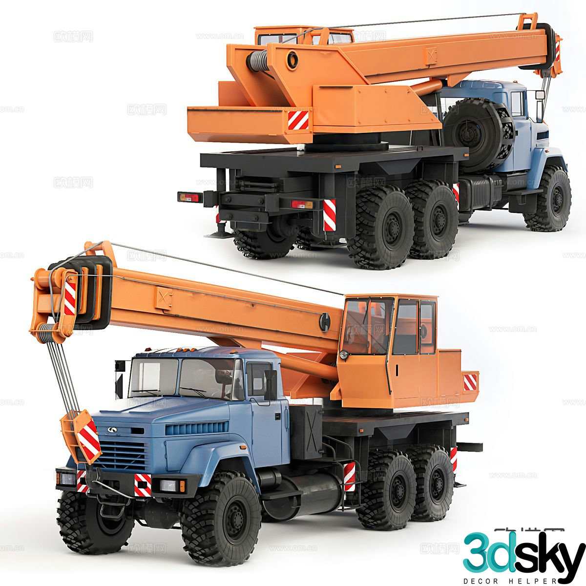 Construction truck crane 3d model
