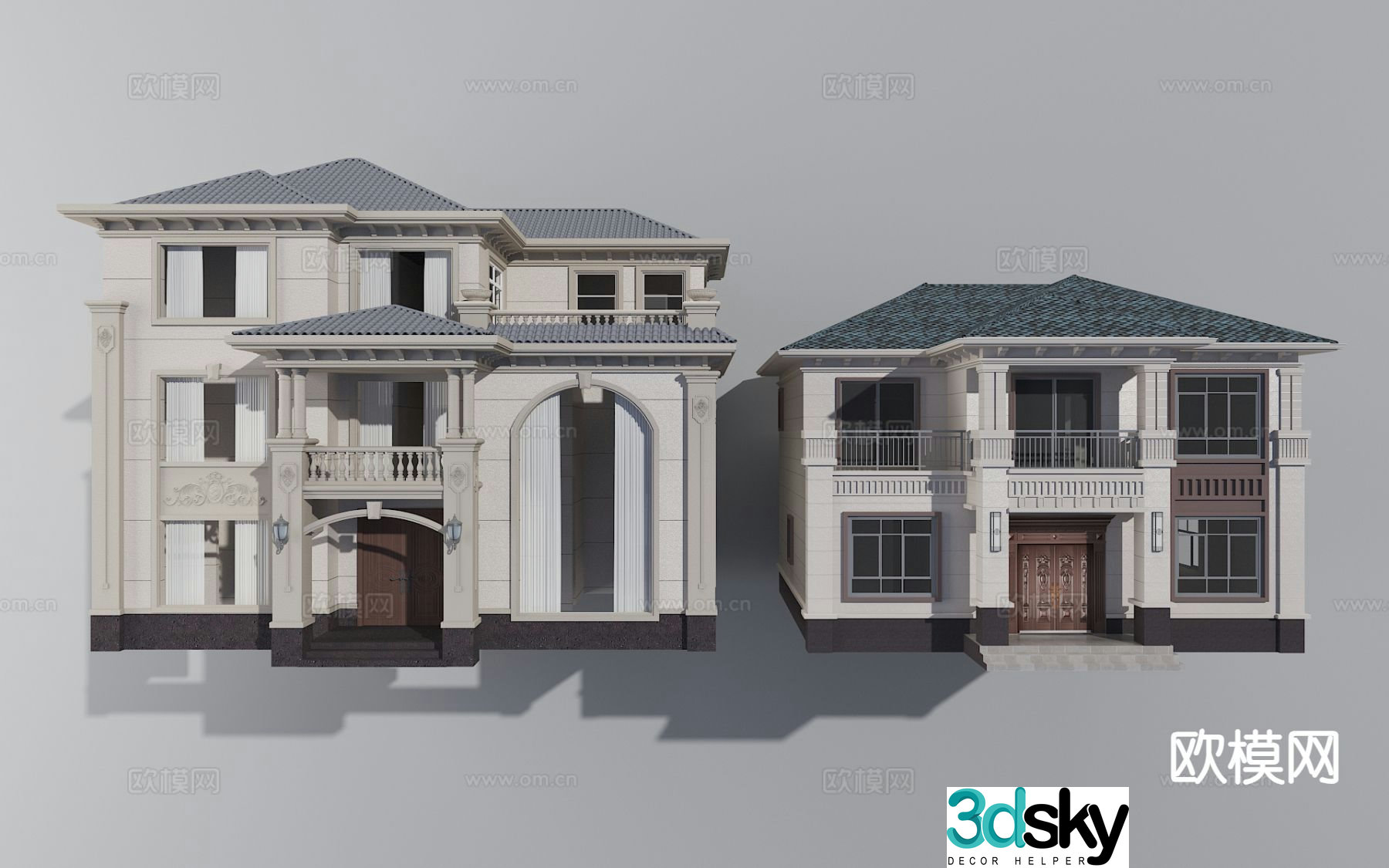 European style single-family villa three-story villa exterior 3D model