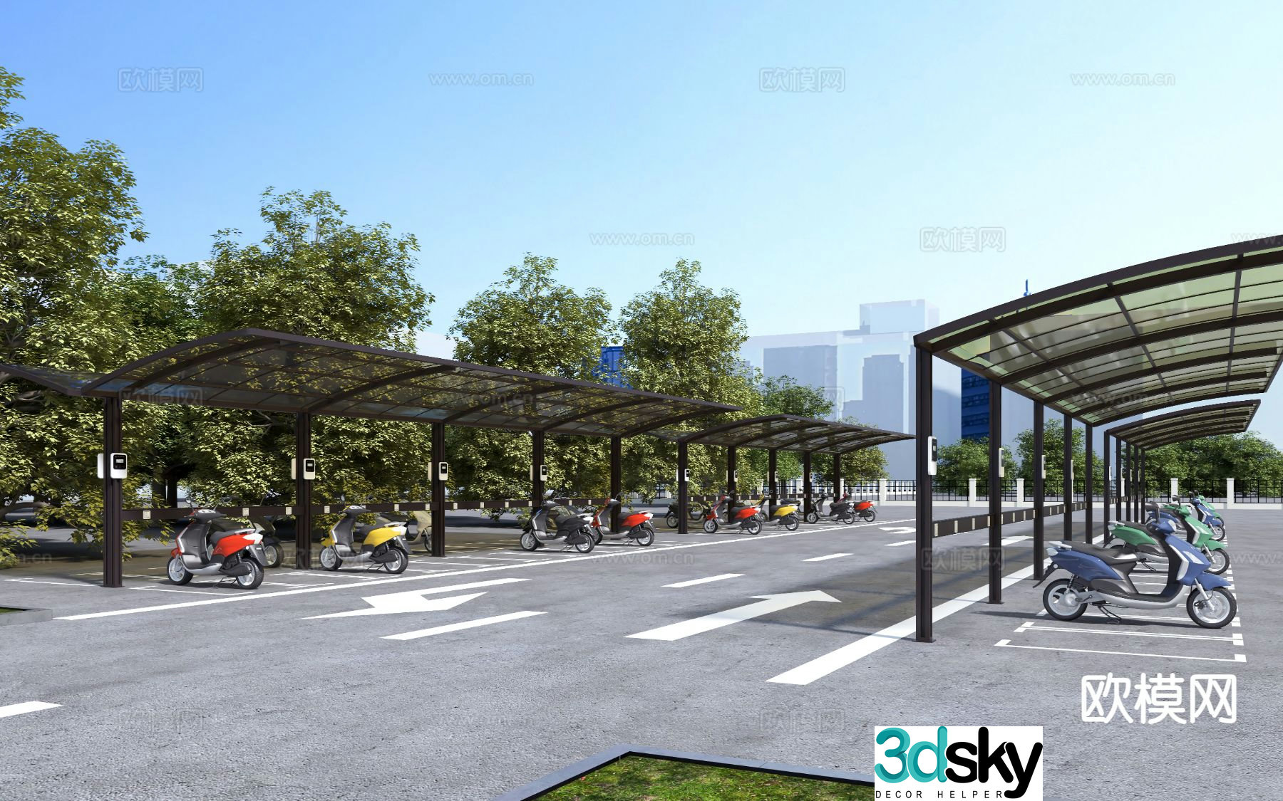 Outdoor parking lot car carport electric carport 3d model