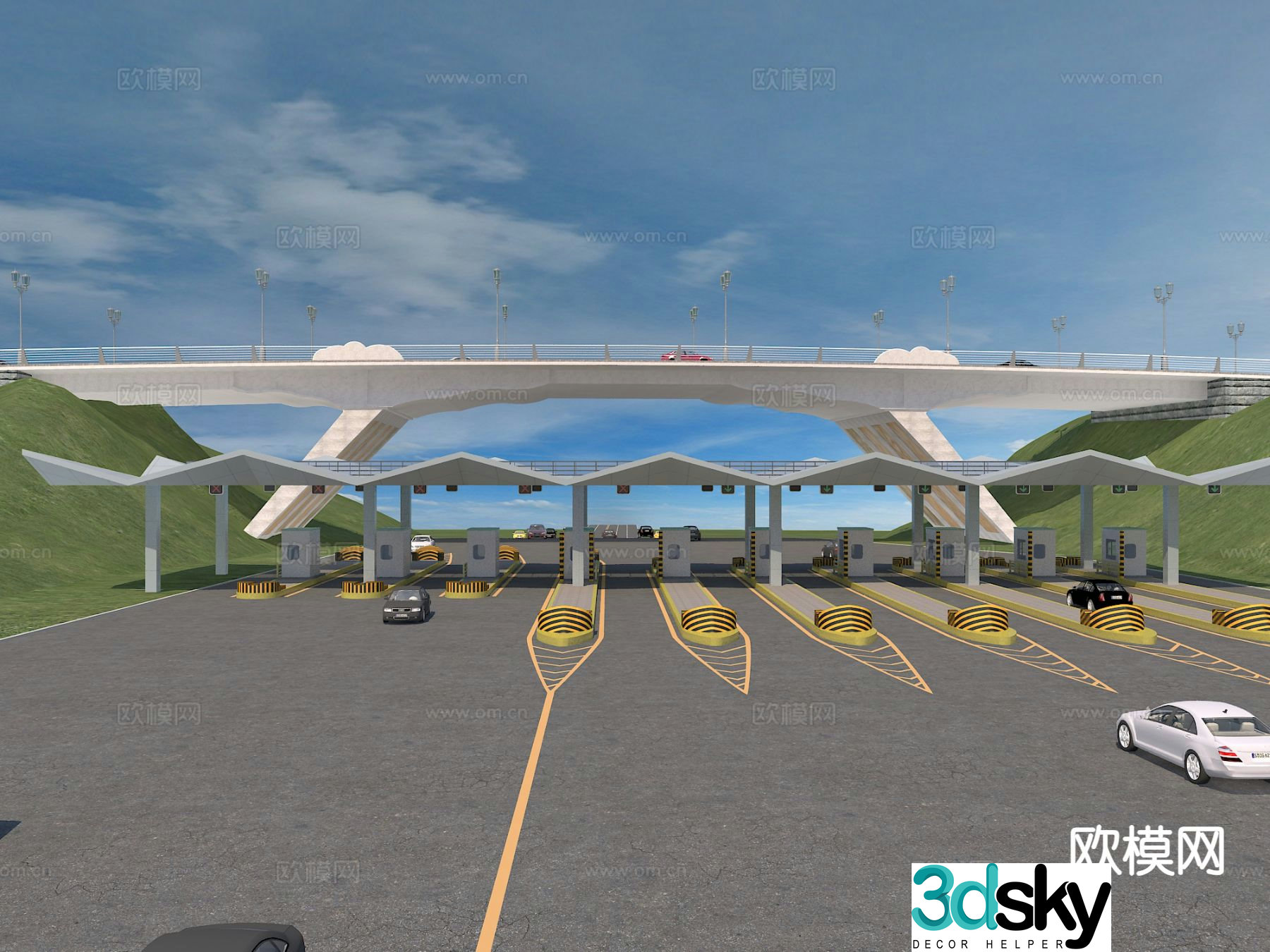 highway toll station highway highway entrance 3d model