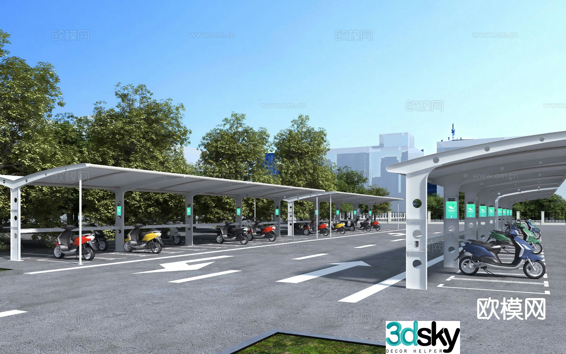 Outdoor parking lot car carport electric carport 3d model