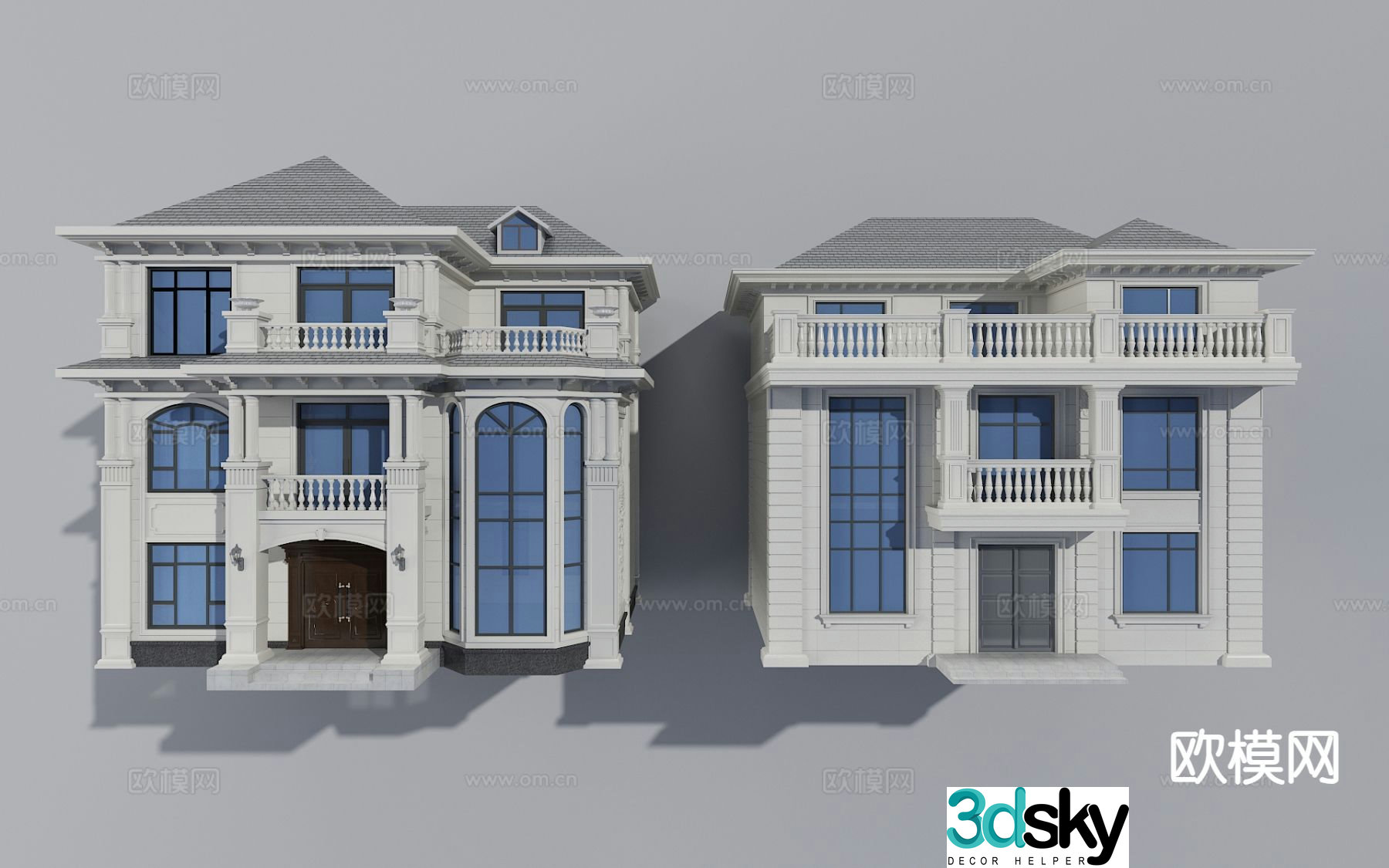 European style single-family villa appearance 3D model