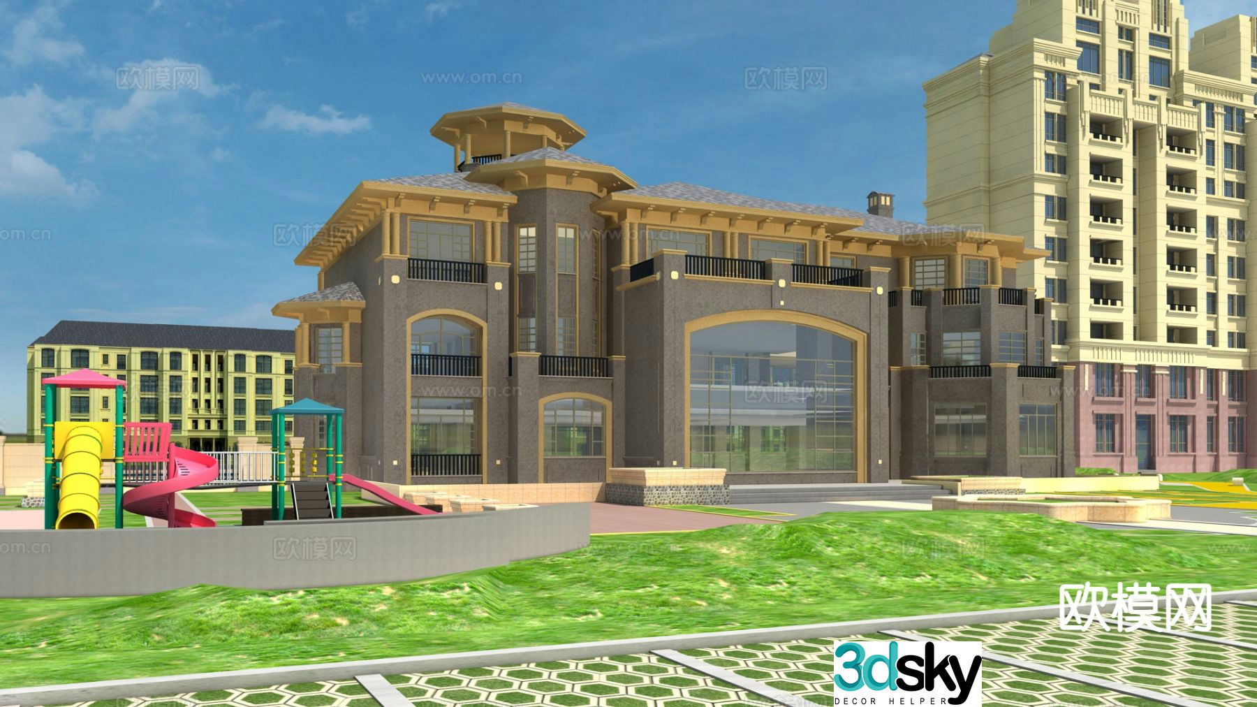 Kindergarten school appearance 3d model
