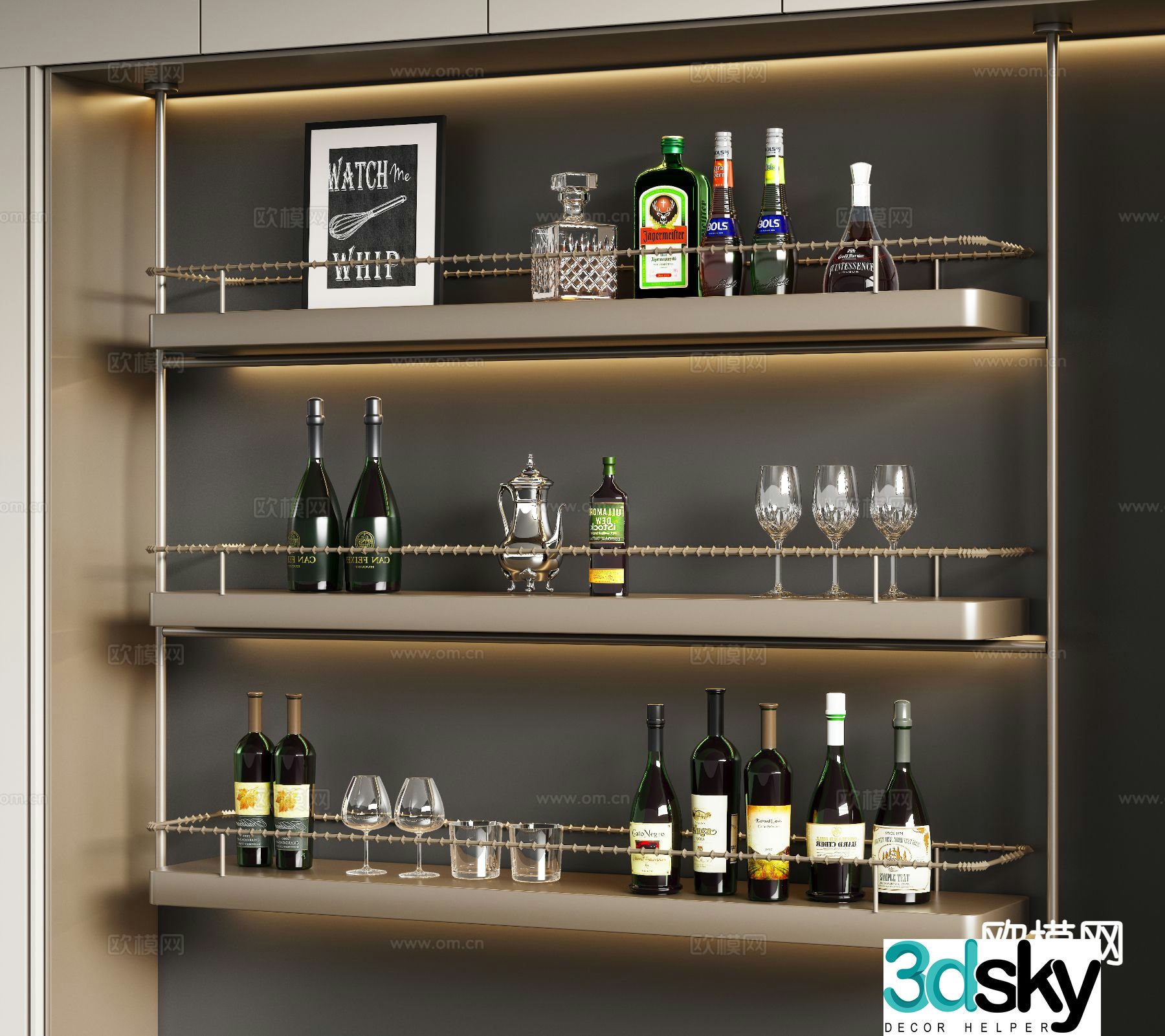 Italian wine rack red wine rack 3d model