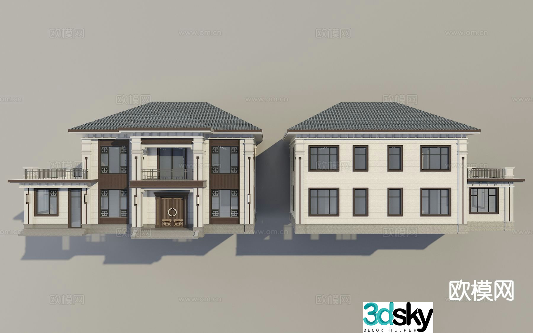 Single-family villa three-story villa appearance 3D model