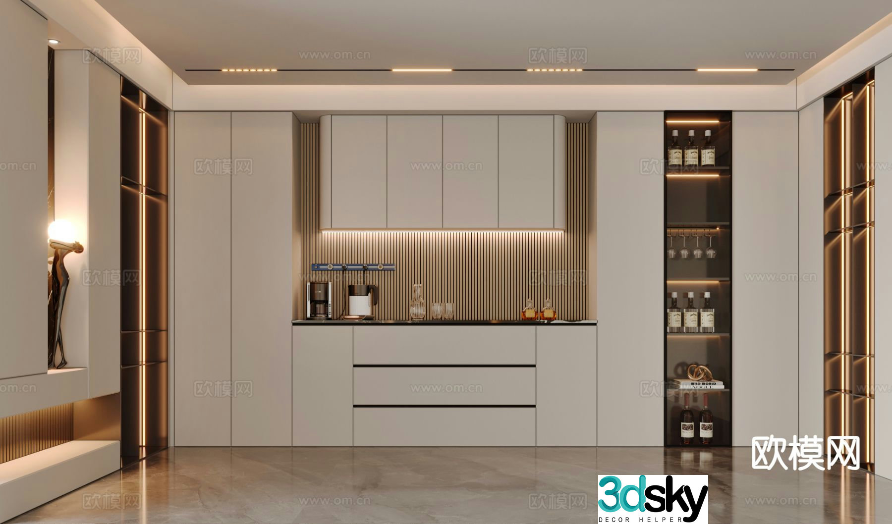 Modern wine cabinet sideboard 3D model