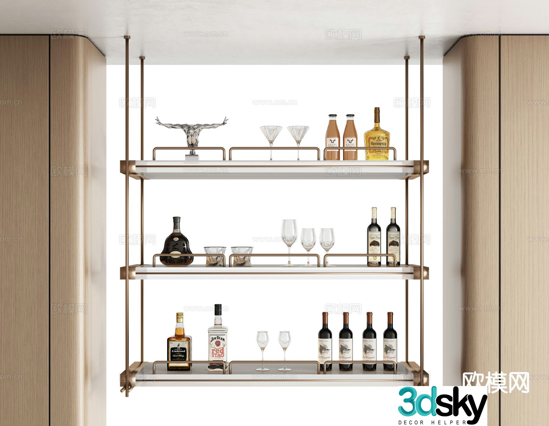 Modern wine rack wine cabinet 3d model