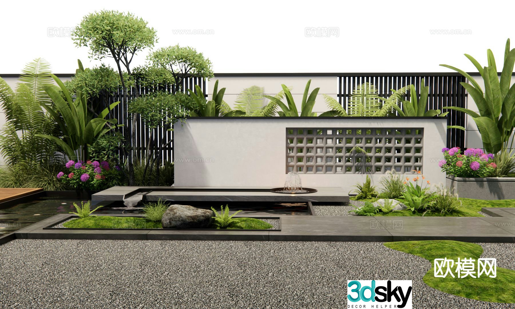 Modern water feature wall fountain water feature 3d model