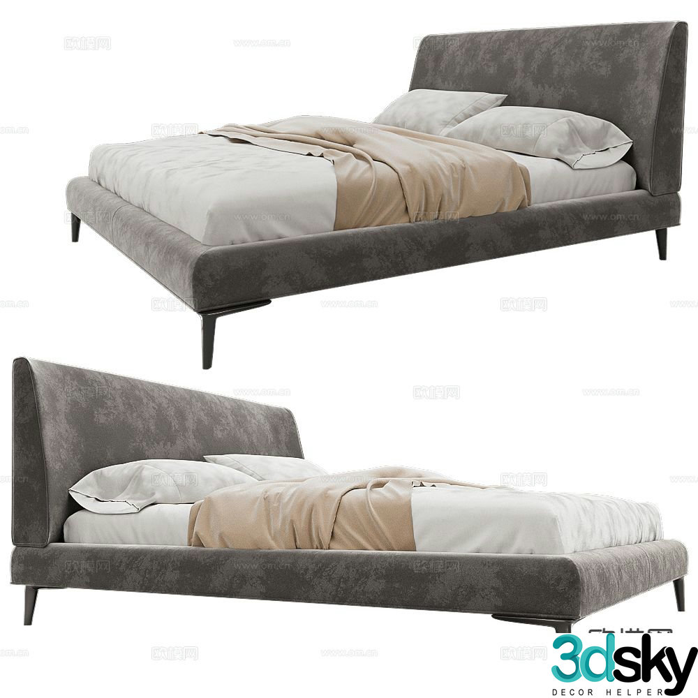 Partisan double bed 3d model
