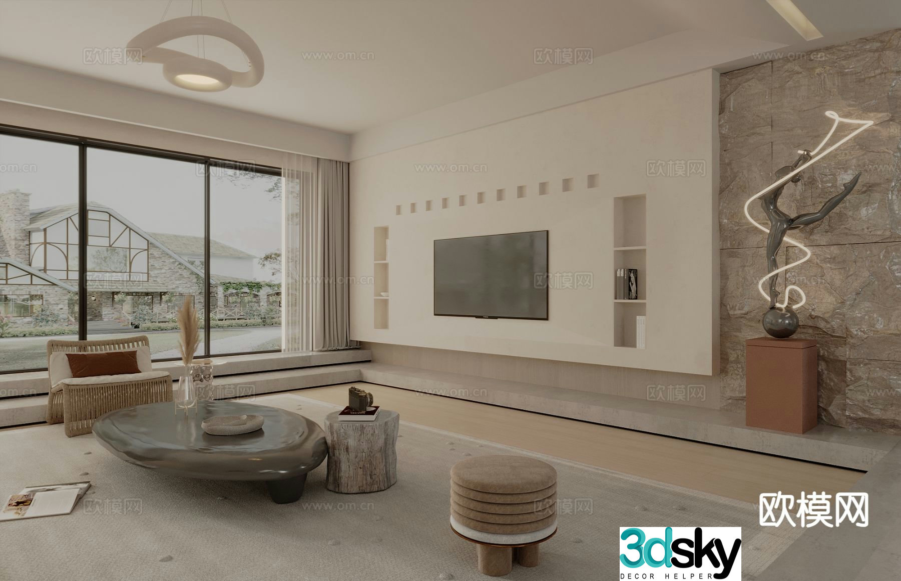Wabi-sabi living room 3d model