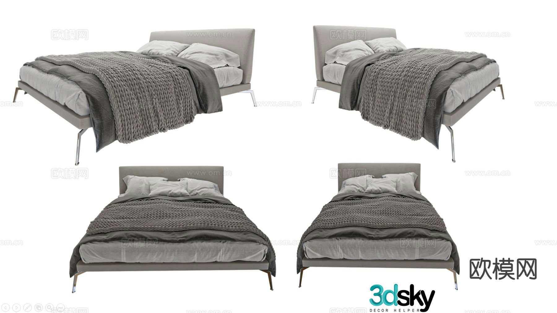 Modern double bed 3d model