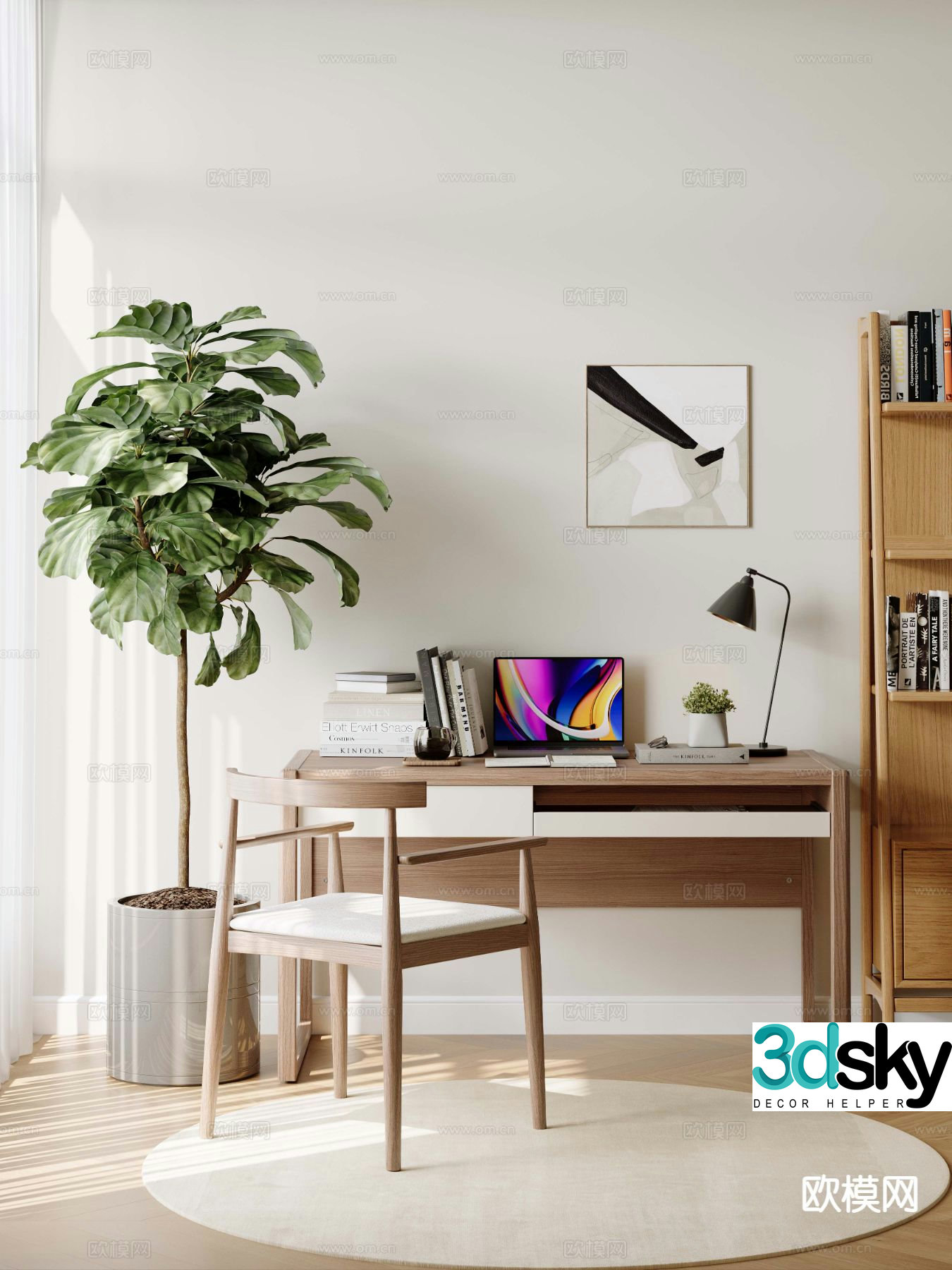 Modern desk writing desk computer desk 3d model