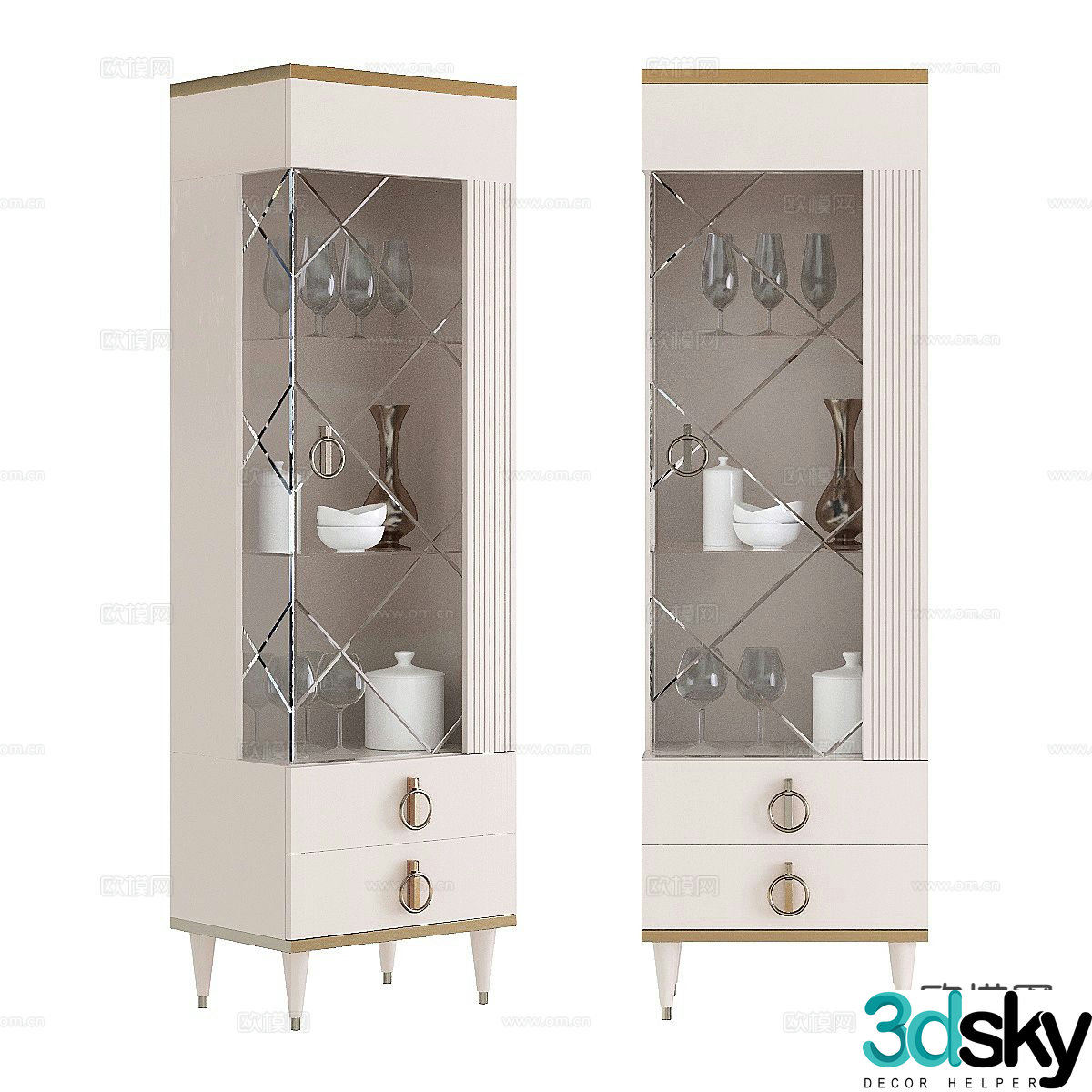 Light luxury wine cabinet 3D model