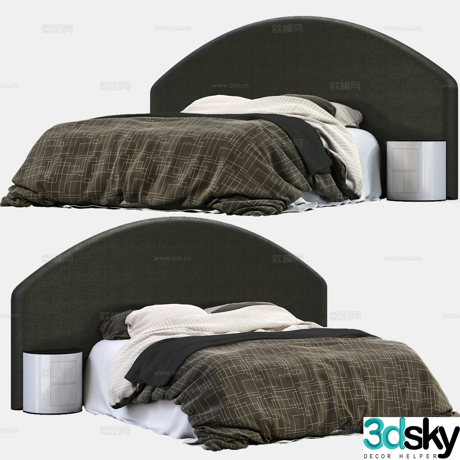 Modern double bed 3d model