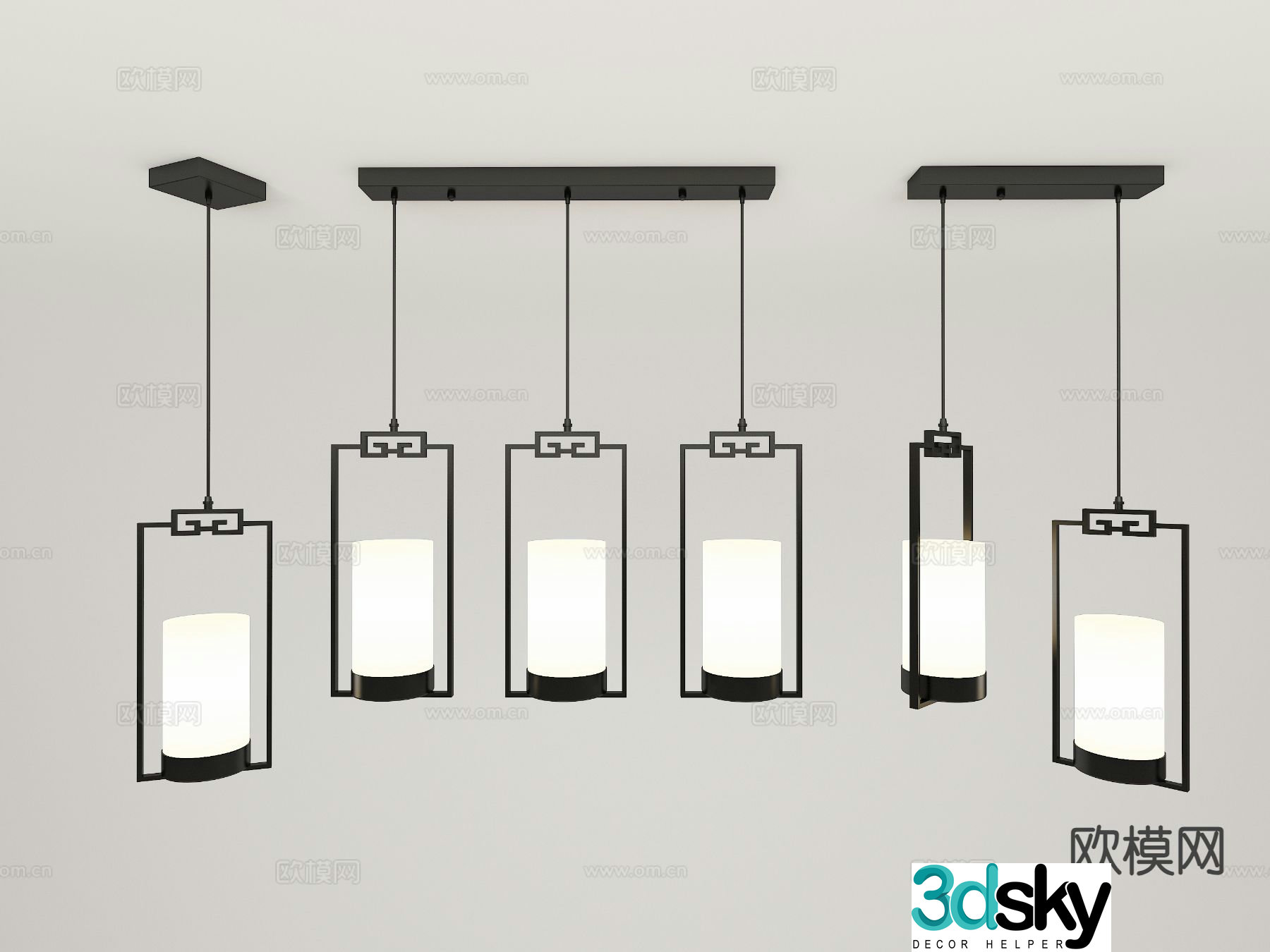 New Chinese style chandelier hall chandelier 3d model