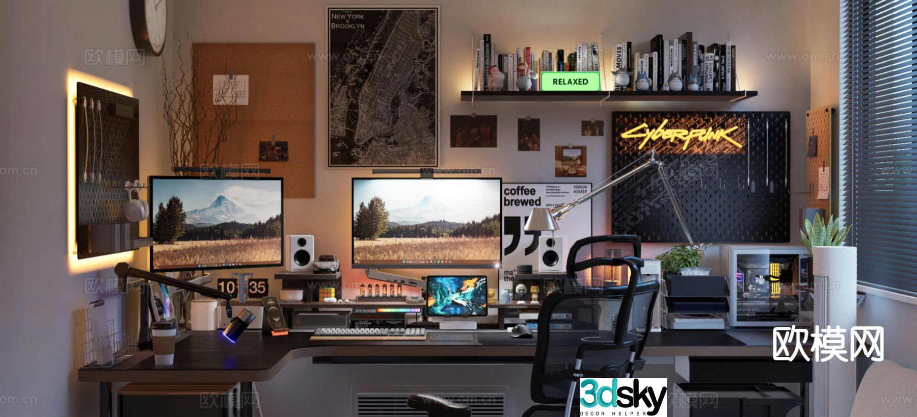 Simple e-sports room computer room 3D model