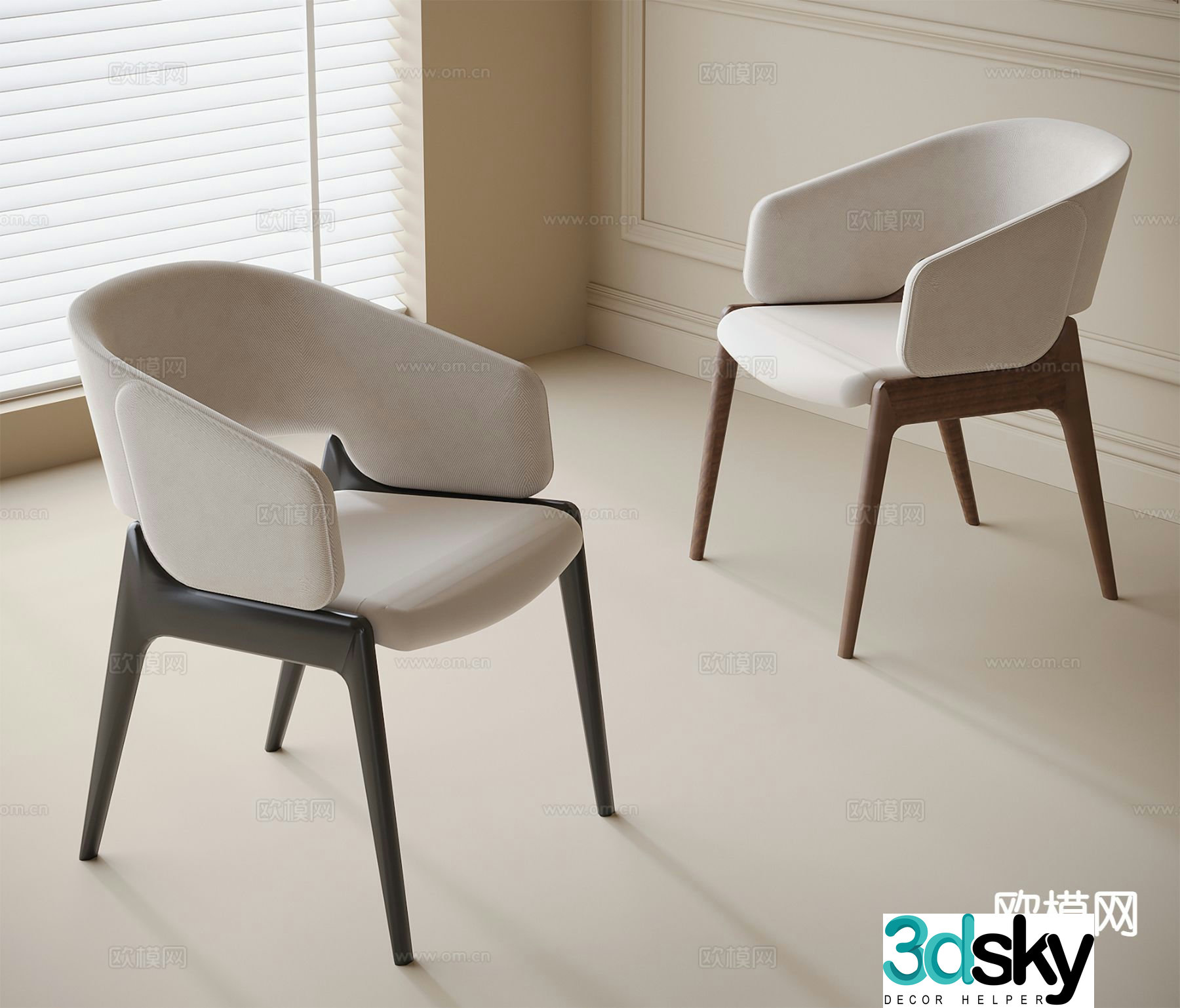 Modern dining chair single chair 3d model