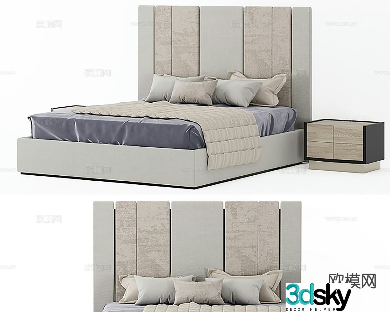 Modern double bed 3d model