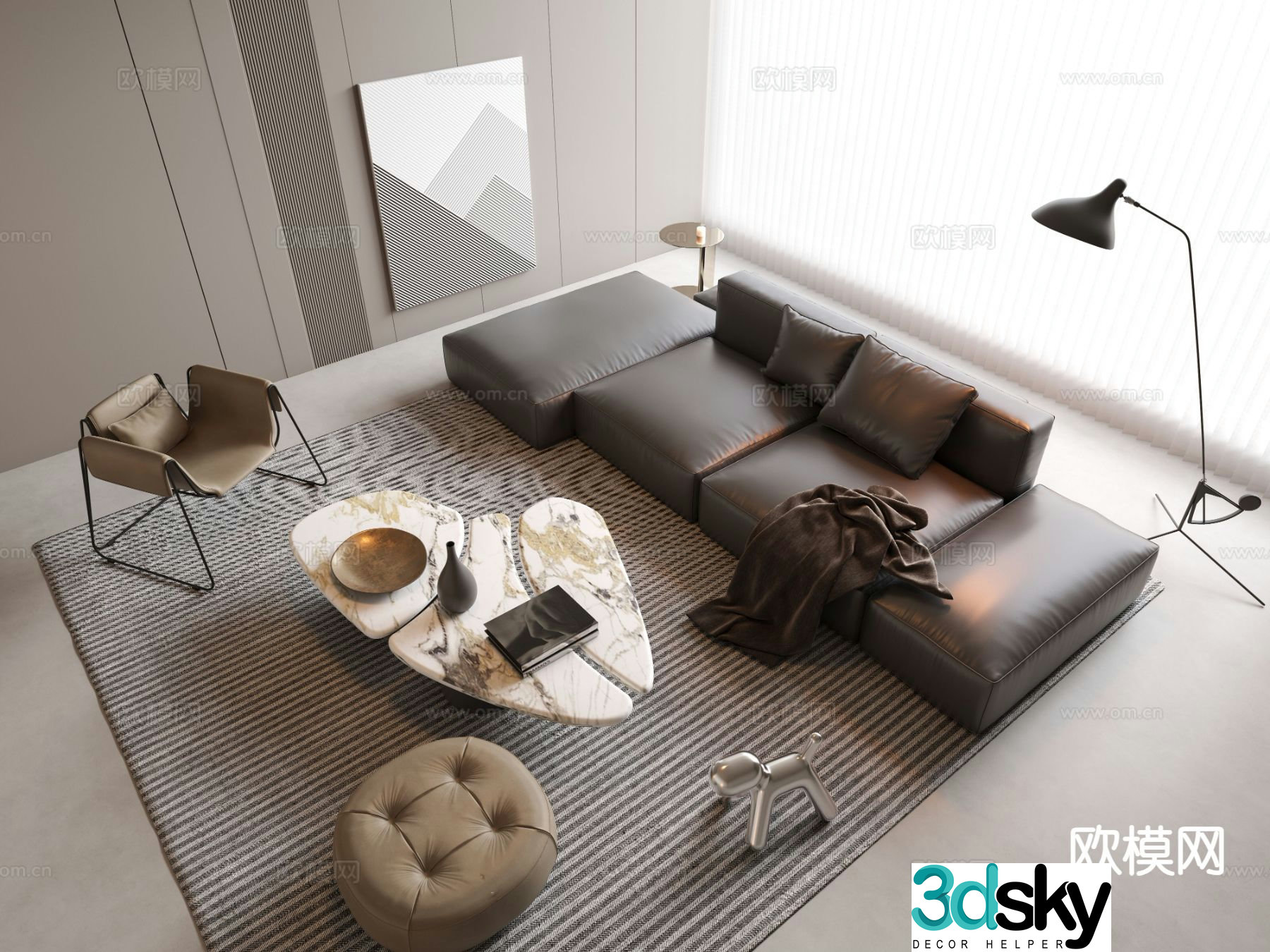Modern sectional sofa 3d model