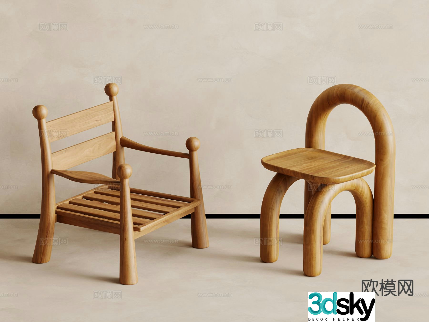 Medieval children’s chair small chair 3d model
