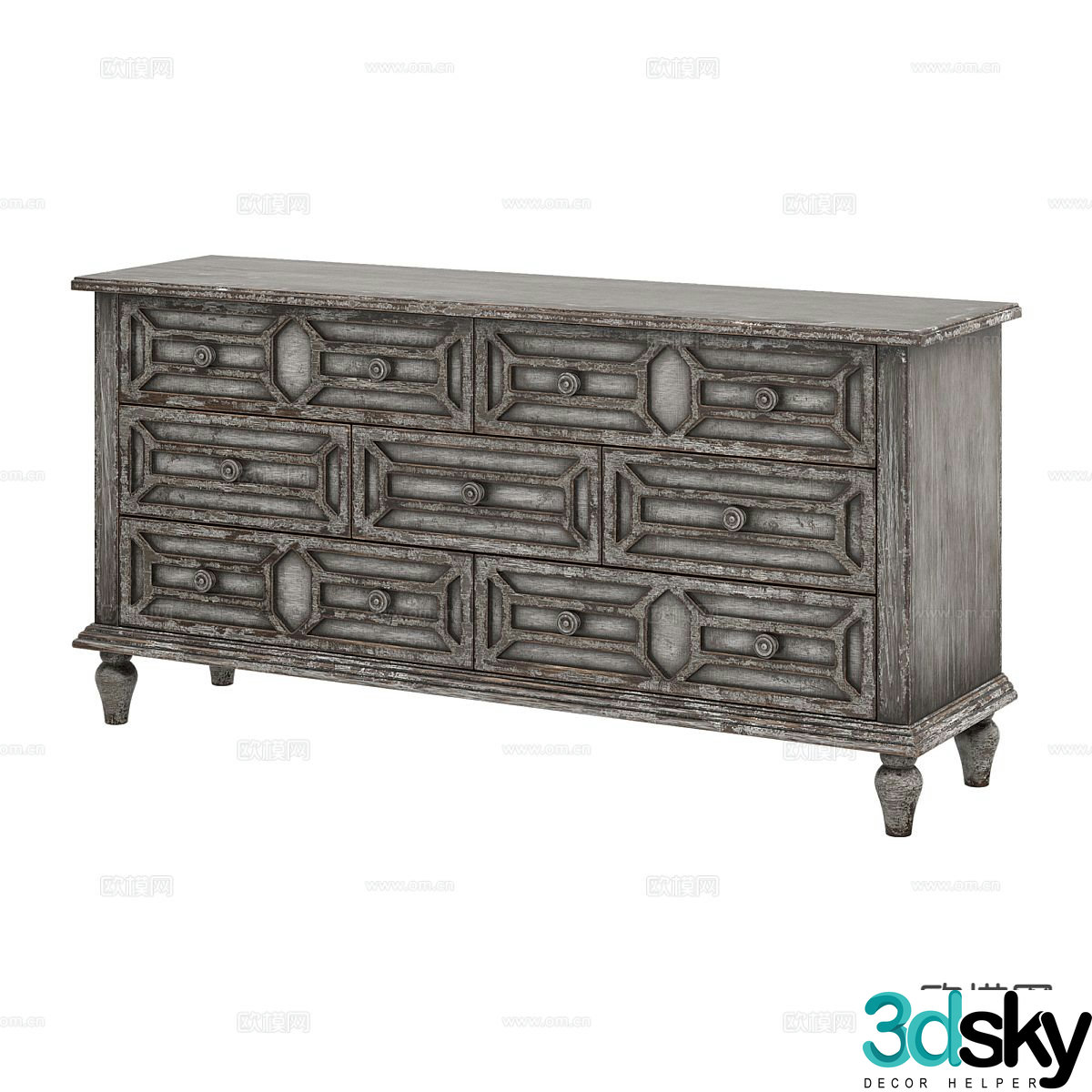 Nordic chest of drawers side cabinet 3d model