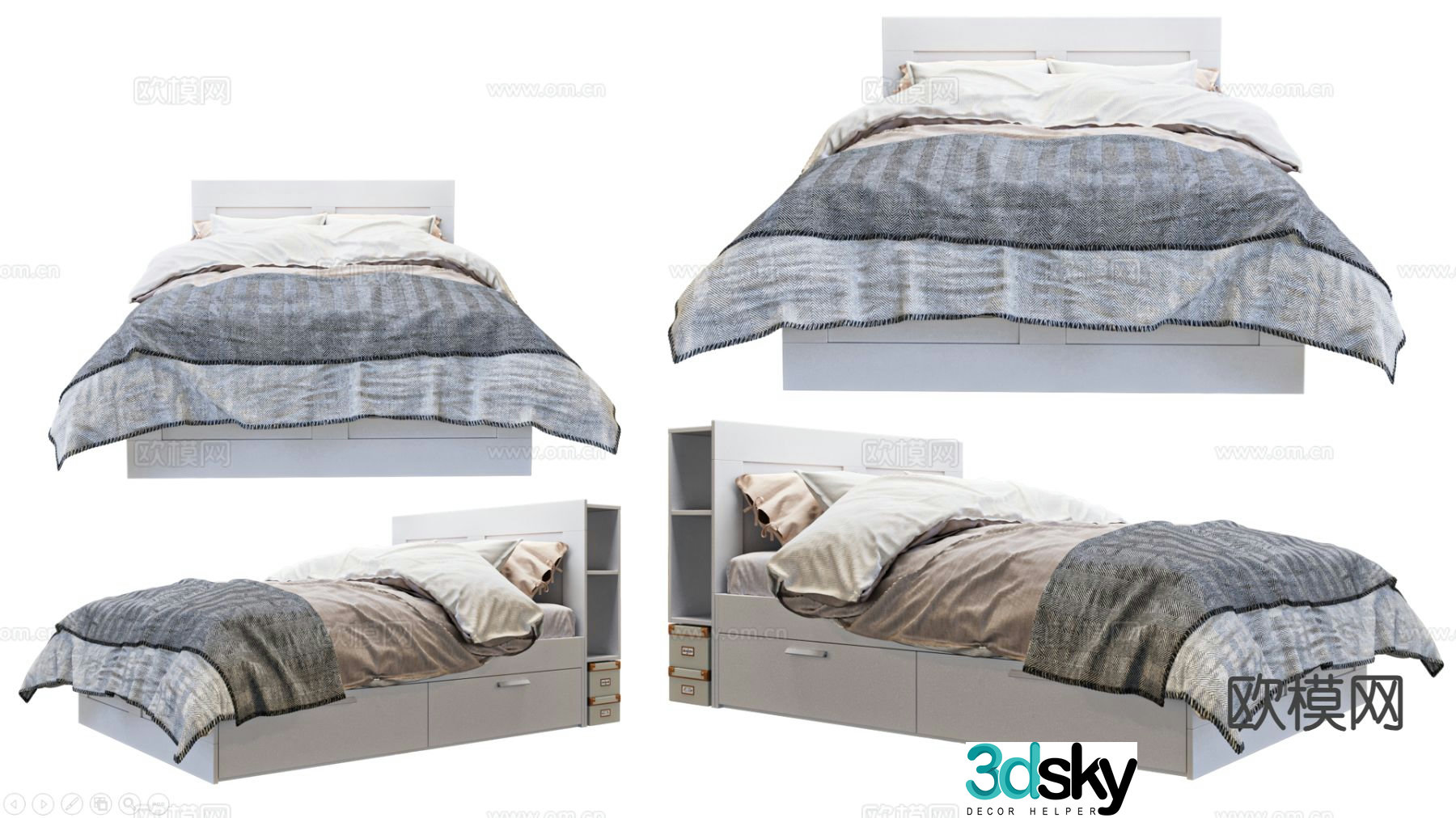 Modern double bed 3d model