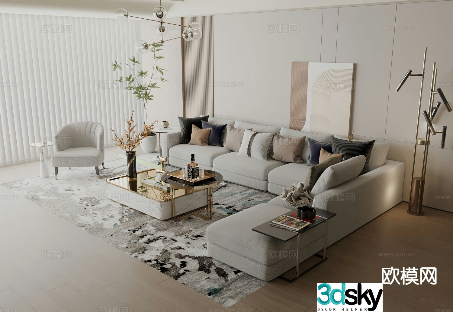 Modern sectional sofa 3d model
