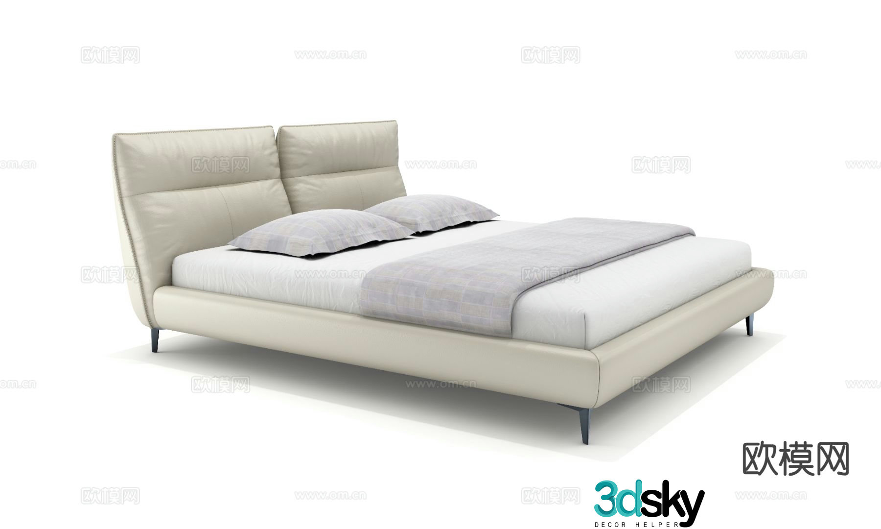 Modern double bed 3d model