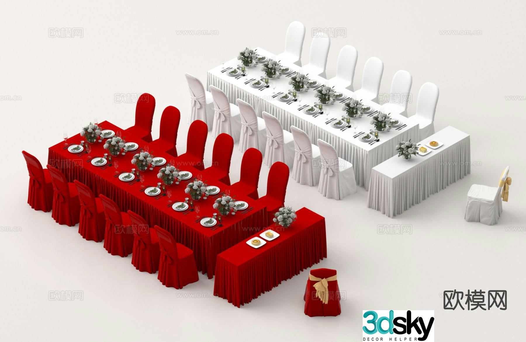 Auditorium tables and chairs banquet tables and chairs 3d model