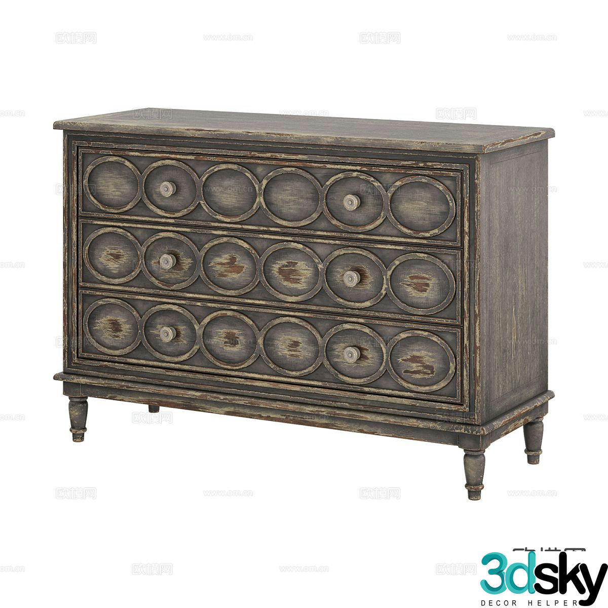 Nordic chest of drawers side cabinet 3d model