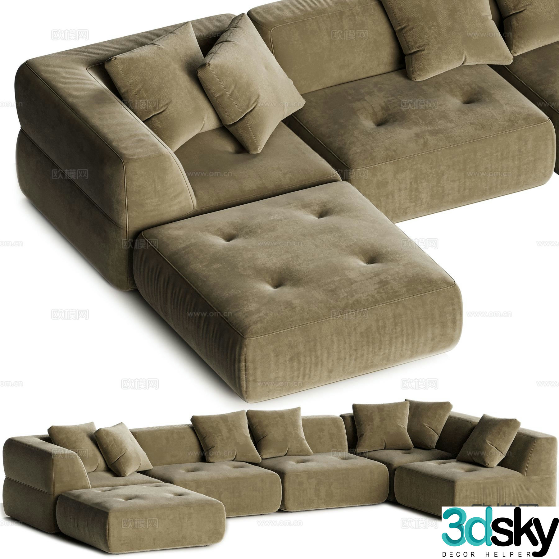 Multi-person sofa corner sofa 3d model