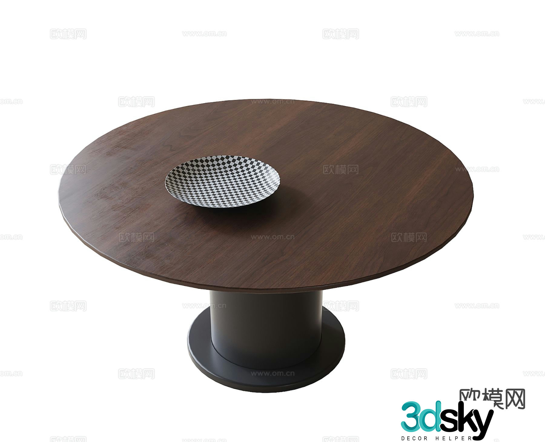 Modern round dining table 3d model