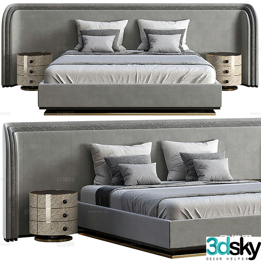 Modern double bed 3d model