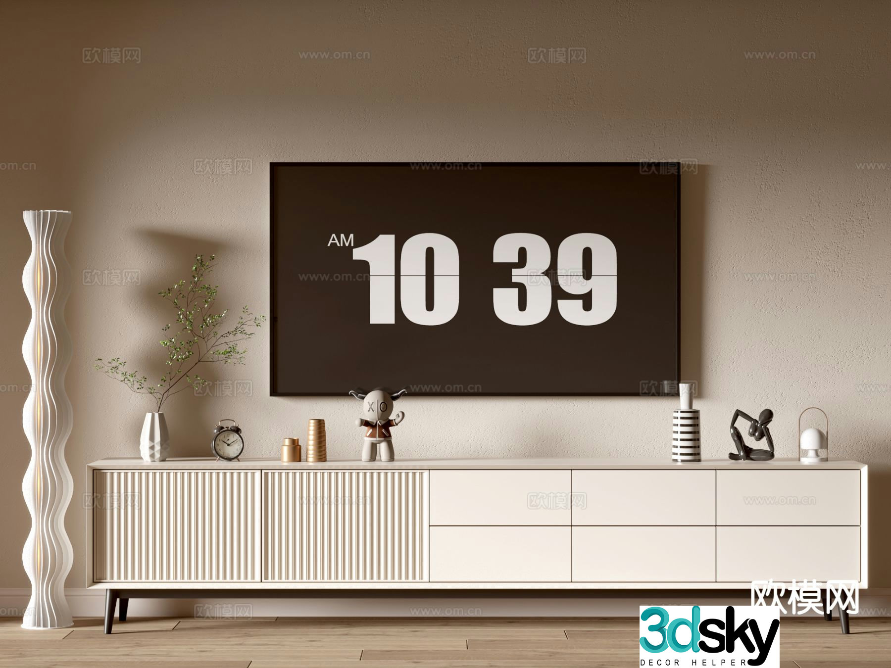 Cream style TV cabinet 3d model
