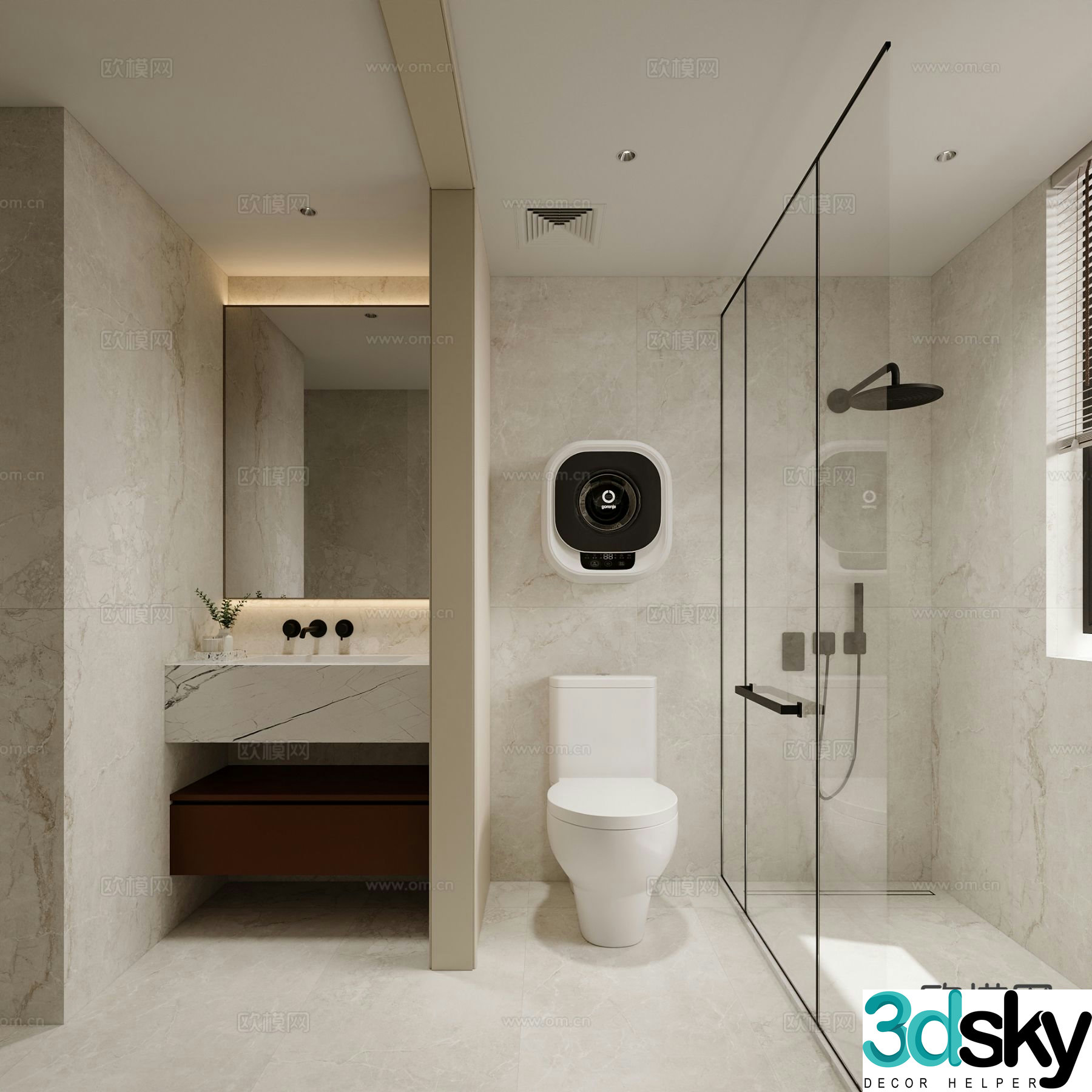 Modern bathroom toilet 3d model