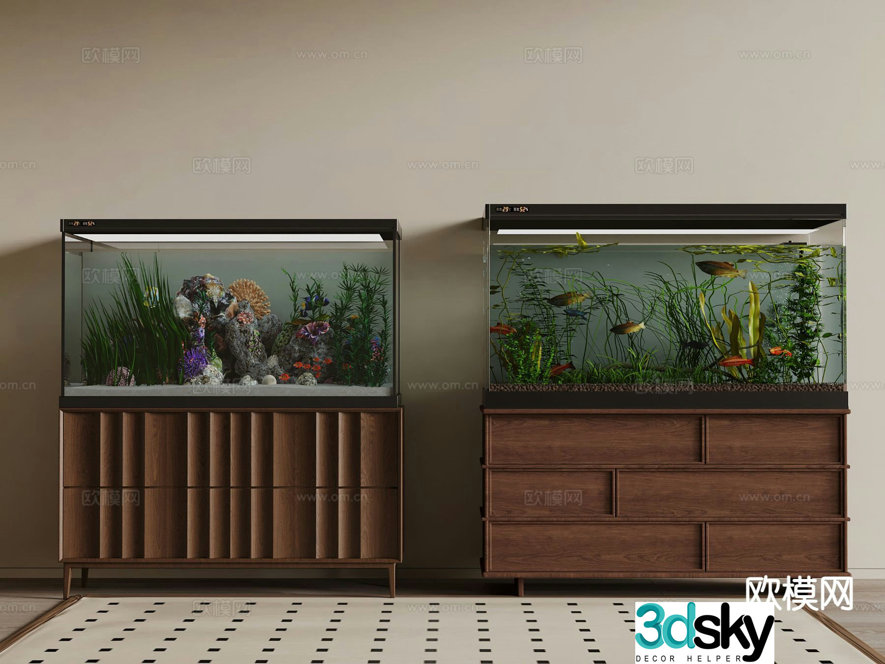 Medieval style fish tank aquarium 3d model