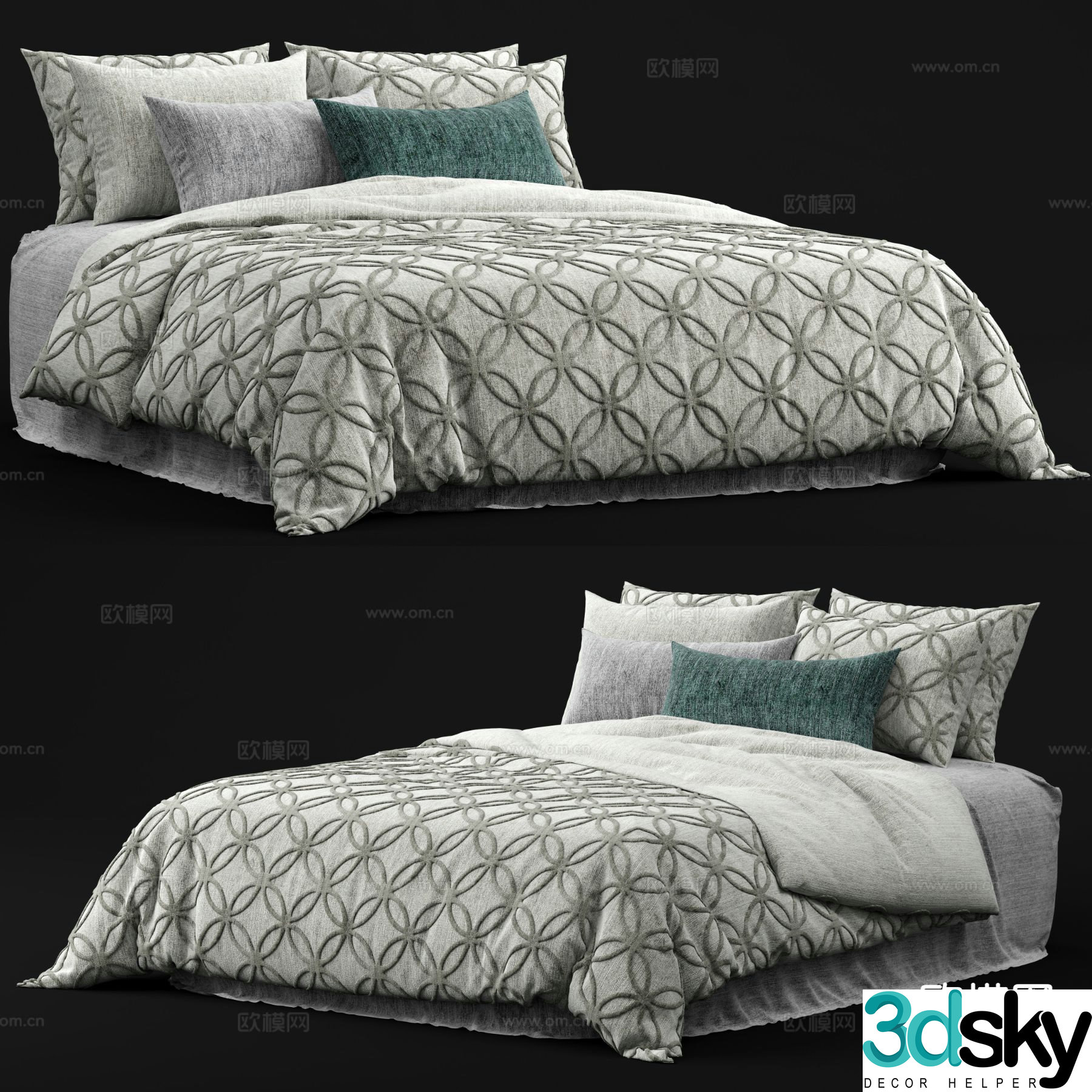 Modern double bed 3d model