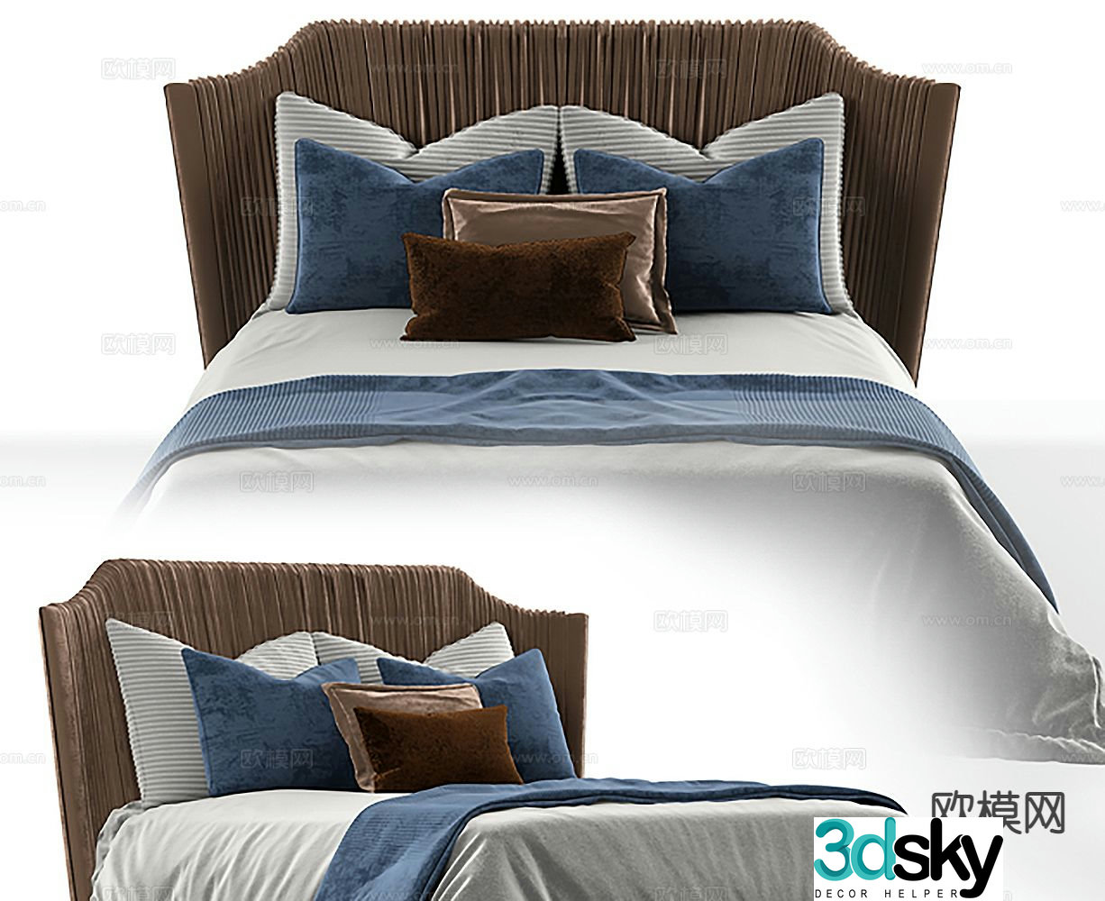 Modern double bed 3d model