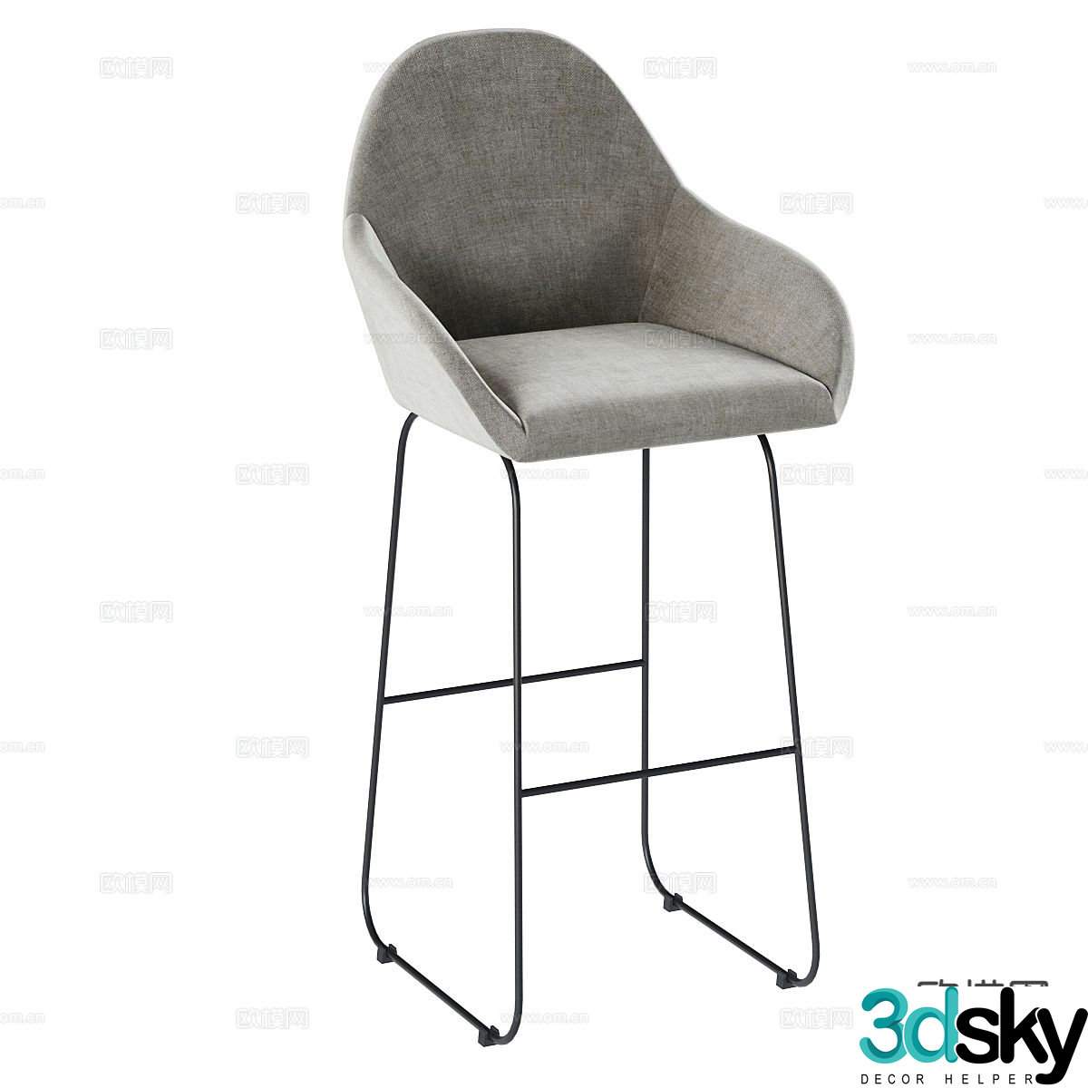 Nordic bar stool bar stool high stool 3d model