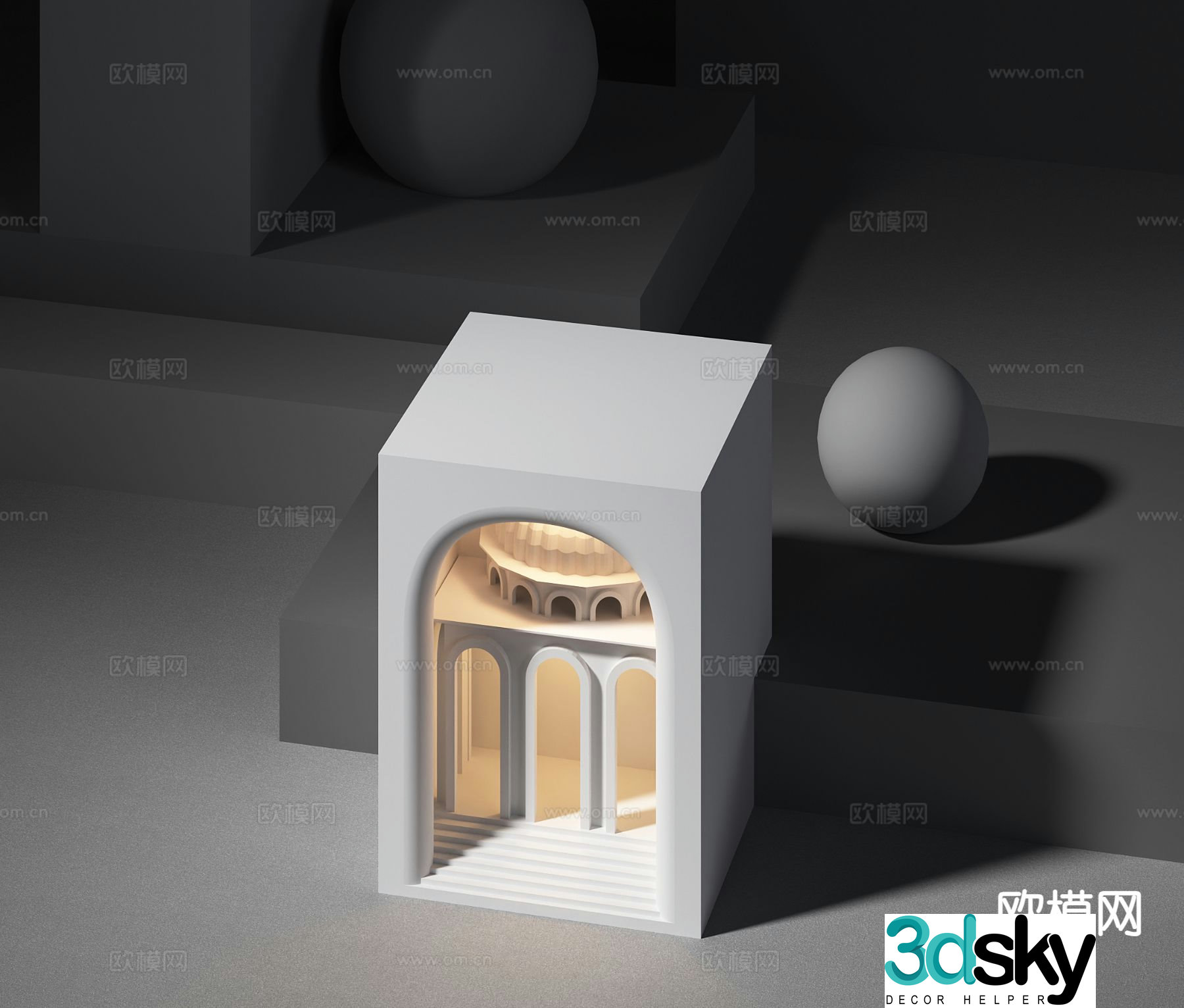Recessed wall light plaster wall light 3d model
