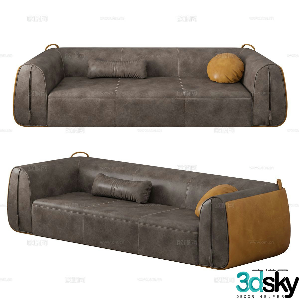 Simple three-person sofa 3D model