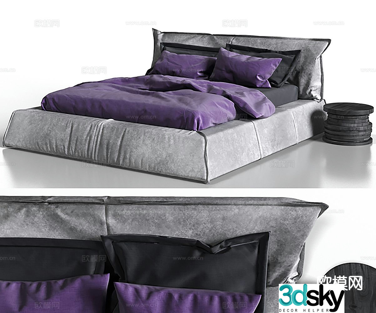 Modern double bed 3d model