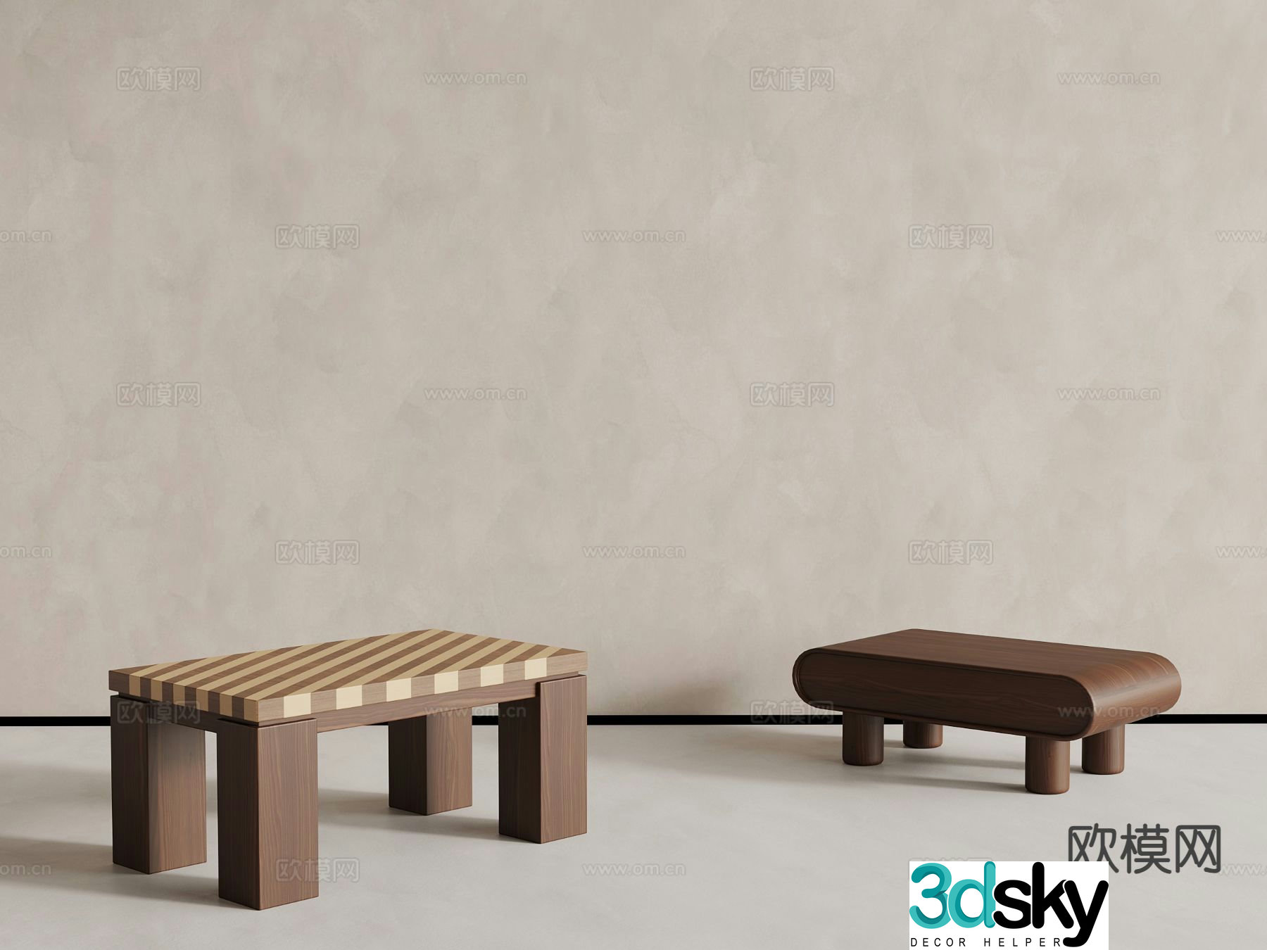 Medieval style stool low stool 3d model