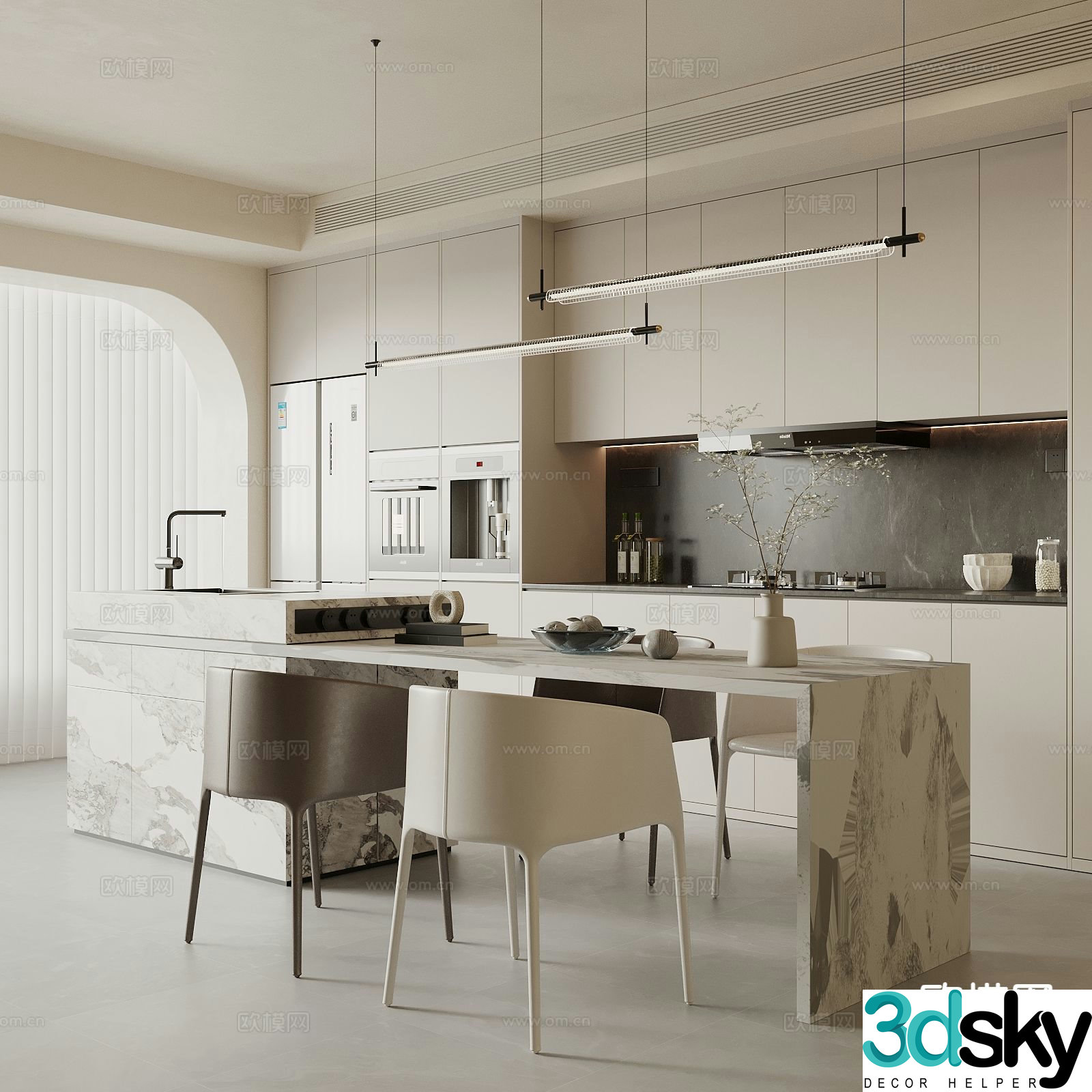 Modern island restaurant 3d model