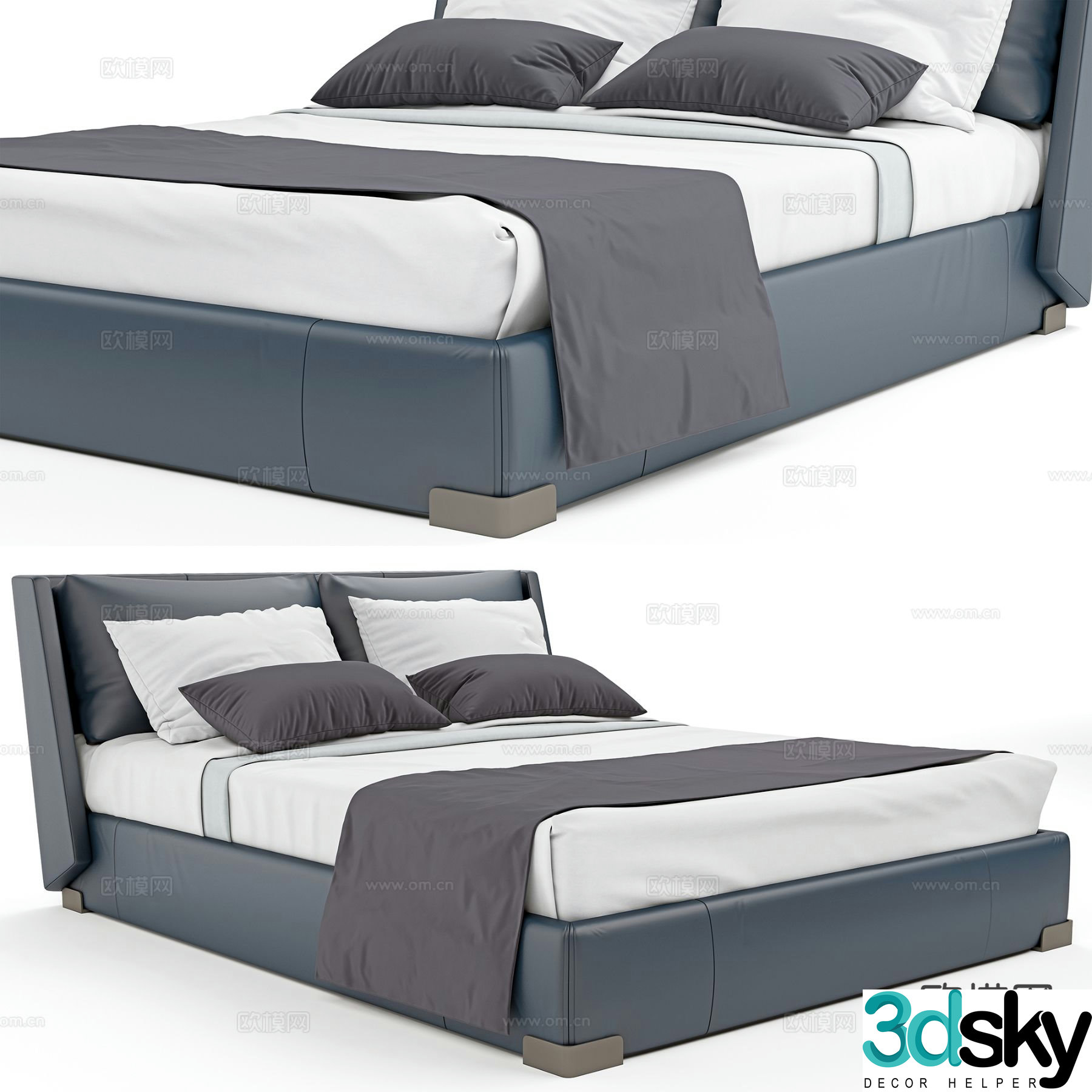 Modern double bed 3d model