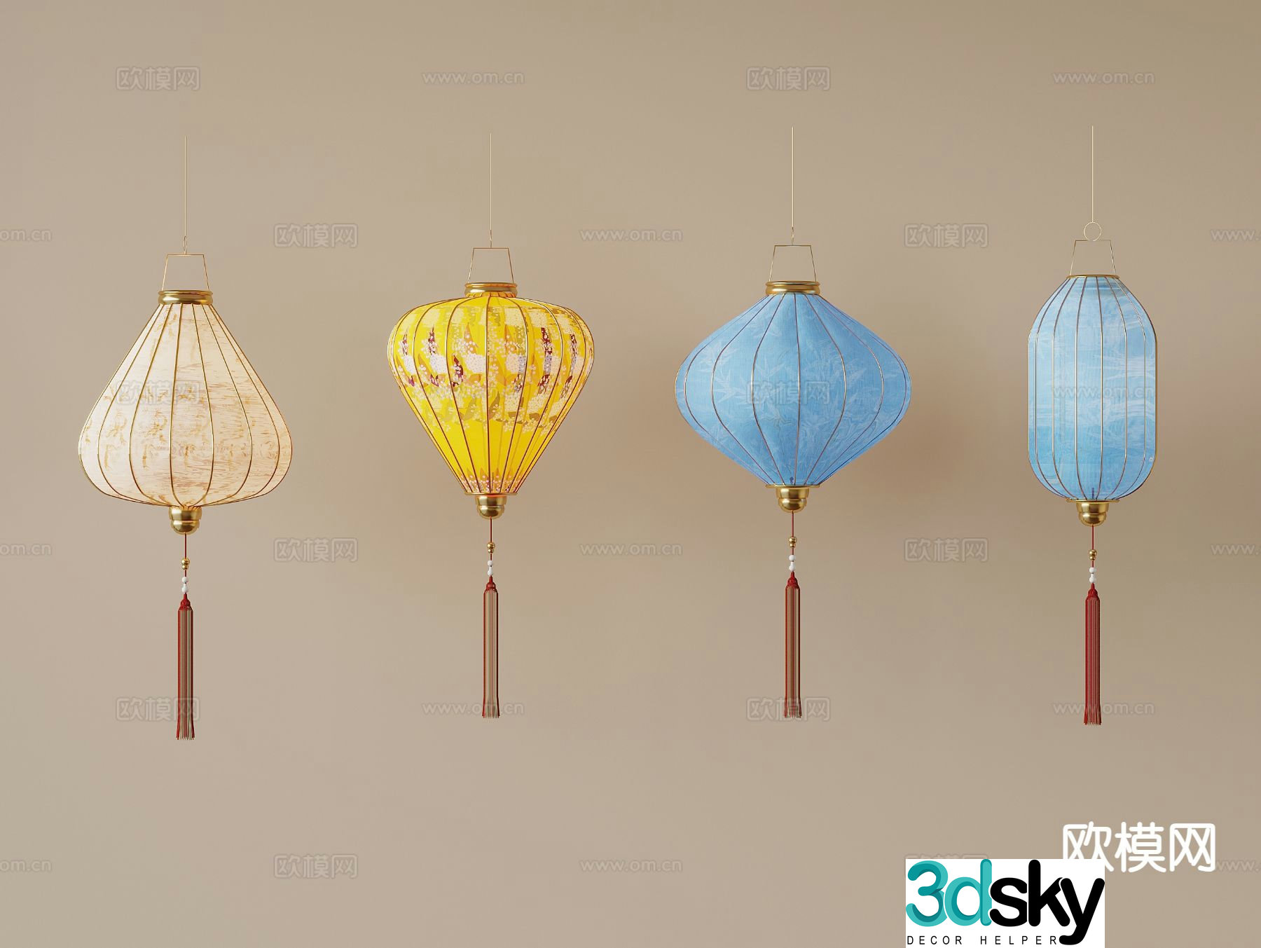 New Chinese style decorative lamp antique lantern 3d model