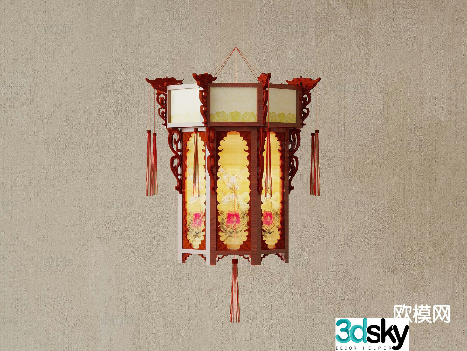 New Chinese style decorative lamp antique lantern 3d model